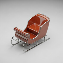 Traditional Wooden Sleigh, Christmas Decoration on Grey Background