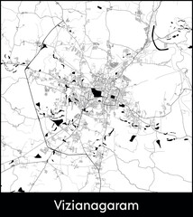 Vizianagaram city map, India - Topographic vector map poster