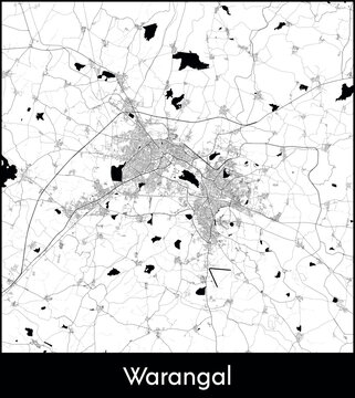 Warangal city map, India - Topographic vector map poster