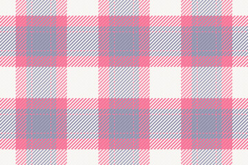 Seamless checkered pattern with pastel pink, purple, and white. Classic fabric texture ideal for backgrounds, apparel design, and festive decorations.