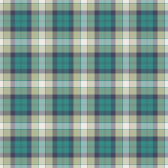Antique tartan pattern fabric, choose check seamless plaid. Decorate vector textile background texture in pastel and cyan colors.