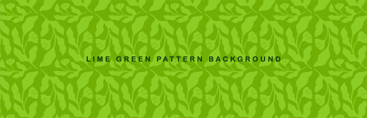 Lime green pattern background, botanical banner with wild herbs and leaves, hero image