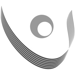 Abstract Gray Orbit Graphic on Black Background