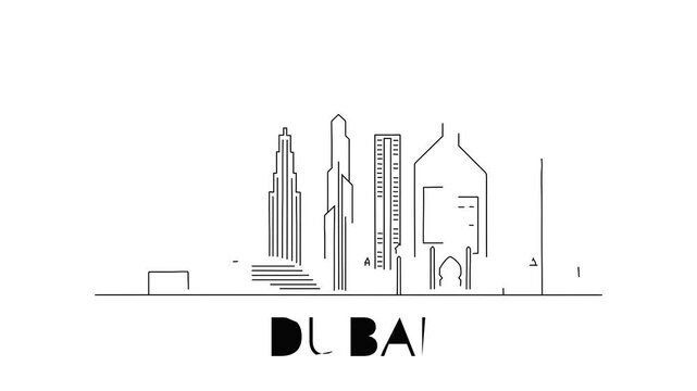 Animation Of Dubai City Line Draw Simple Minimalist