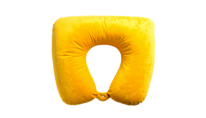 Neck Pillow Yellow Color Isolated on Transparent Background, High Quality Photo