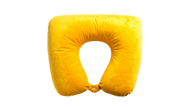 Neck Pillow Yellow Color Isolated on Transparent Background, High Quality Photo