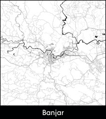 Banjar city map, Indonesia - Topographic vector map poster