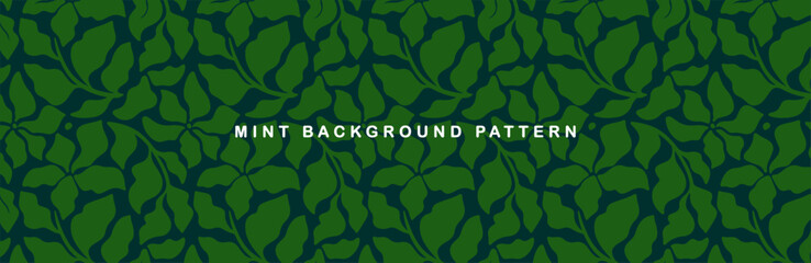 Mint background pattern, botanical banner with pattern, hero image