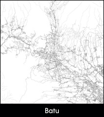Batu city map, Indonesia - Topographic vector map poster