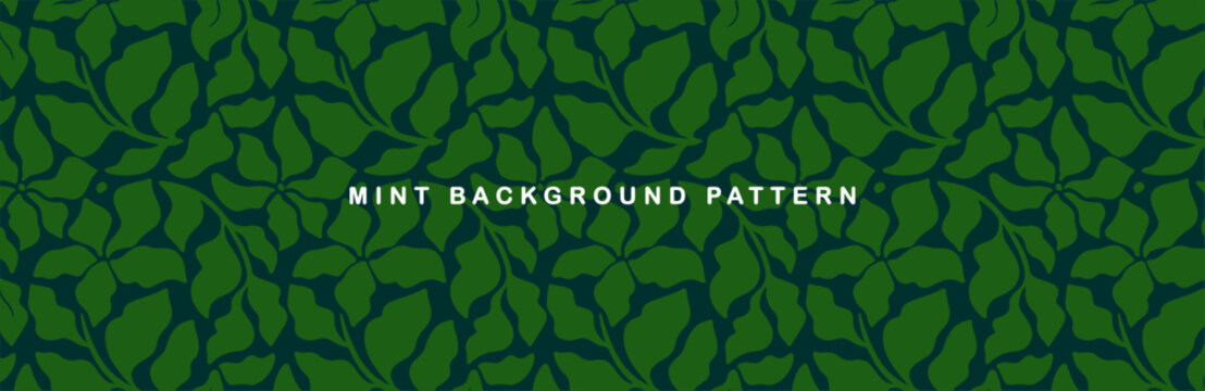 Mint background pattern, botanical banner with pattern, hero image