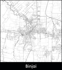 Binjai city map, Indonesia - Topographic vector map poster