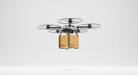 Modern drone delivering packages with efficiency and speed for logistics companies and businesses wanting cutting edge technology for deliveries