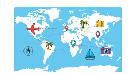 Travel Adventure Across the World Discover New Destinations with Airplane, Boat, and Camera