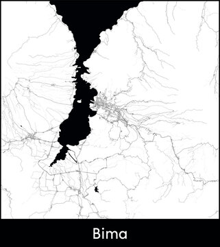 Bima city map, Indonesia - Topographic vector map poster