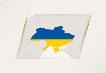 Ukraine Country Map Featuring National Flag Colors.
