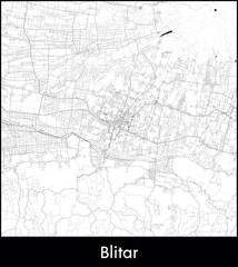 Blitar city map, Indonesia - Topographic vector map poster
