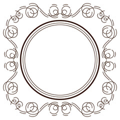 Decorative linear frame. Vintage swirl filigree background.