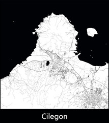 Cilegon city map, Indonesia - Topographic vector map poster