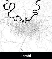 Jambi city map, Indonesia - Topographic vector map poster
