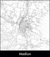 Madiun city map, Indonesia - Topographic vector map poster