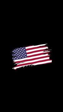 USA flag animation 4k vertical orintation