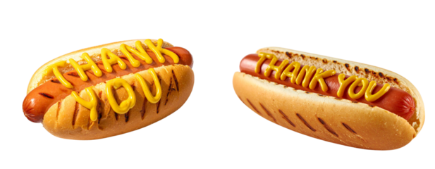 Creative BBQ Hotdog with Mustard Script Thank You Text