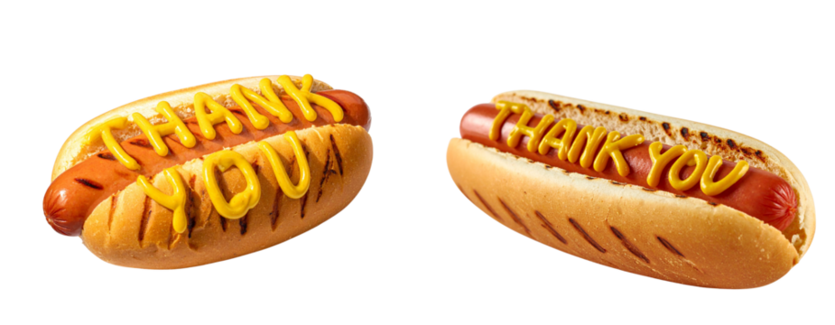 Creative BBQ Hotdog with Mustard Script Thank You Text