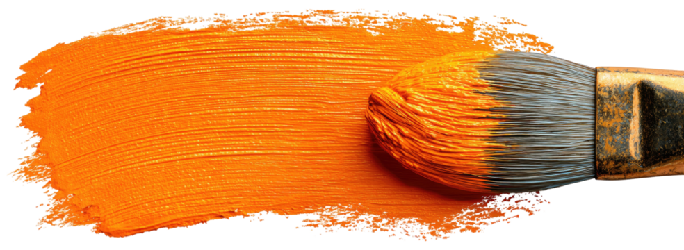 Orange paint streak with brush texture, close-up