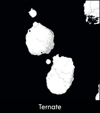 Ternate city map, Indonesia - Topographic vector map poster