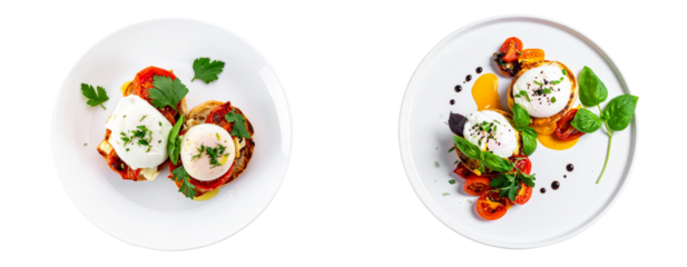 Healthy Veggie Eggs Benedict with Tomato and Herbs