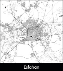 Naklejka premium Esfahan city map, Iran - Topographic vector map poster