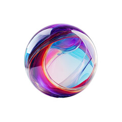 Swirling, colorful glass sphere. Abstract art floats within the orb
