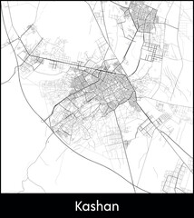 Naklejka premium Kashan city map, Iran - Topographic vector map poster