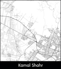 Fototapeta premium Kamal Shahr city map, Iran - Topographic vector map poster