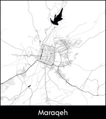 Maraqeh city map, Iran - Topographic vector map poster