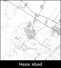 Fototapeta premium Nazar Abad city map, Iran - Topographic vector map poster