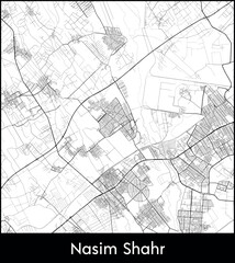 Naklejka premium Nasim Shahr city map, Iran - Topographic vector map poster