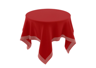 Red tablecloths isolated on transparent or white background