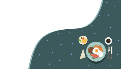 Cozy Breakfast With Eggs, Sausage, Toast, Orange Slices, And Coffee On A Table