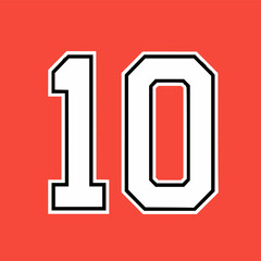 Design number "10" for basketball or baseball sports jersey
