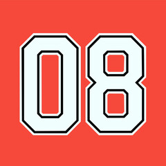 Design number "08" for basketball or baseball sports jersey