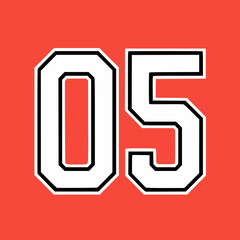 Design number "05" for basketball or baseball sports jersey