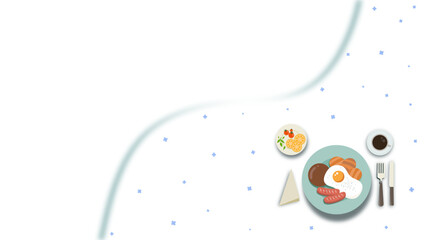 Cozy Breakfast With Eggs, Sausage, Toast, Orange Slices, And Coffee On A Table