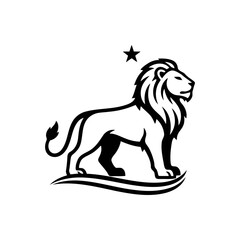 Vector art of lion with a star vector illustration