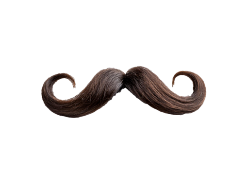 Curly moustache isolated on transparent or white background