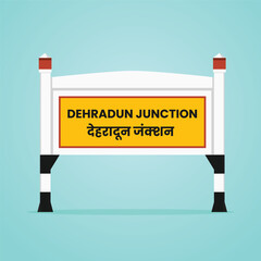 Dehradun junction railways name sign board vector Illustration