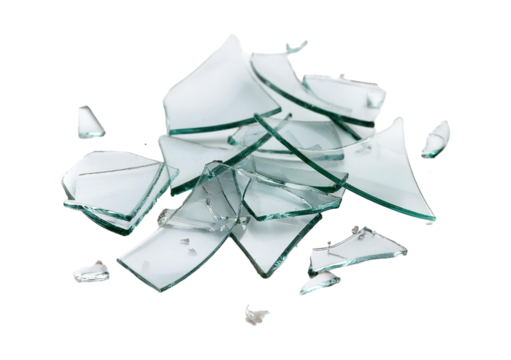 Glass shards shattered isolated on transparent or white background
