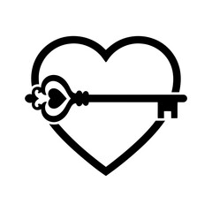 Vector art of heart shaped key unlocking love