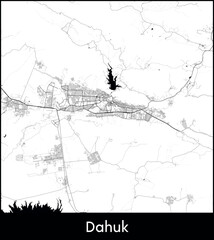 Dahuk city map, Iraq - Topographic vector map poster