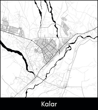 Kalar city map, Iraq - Topographic vector map poster